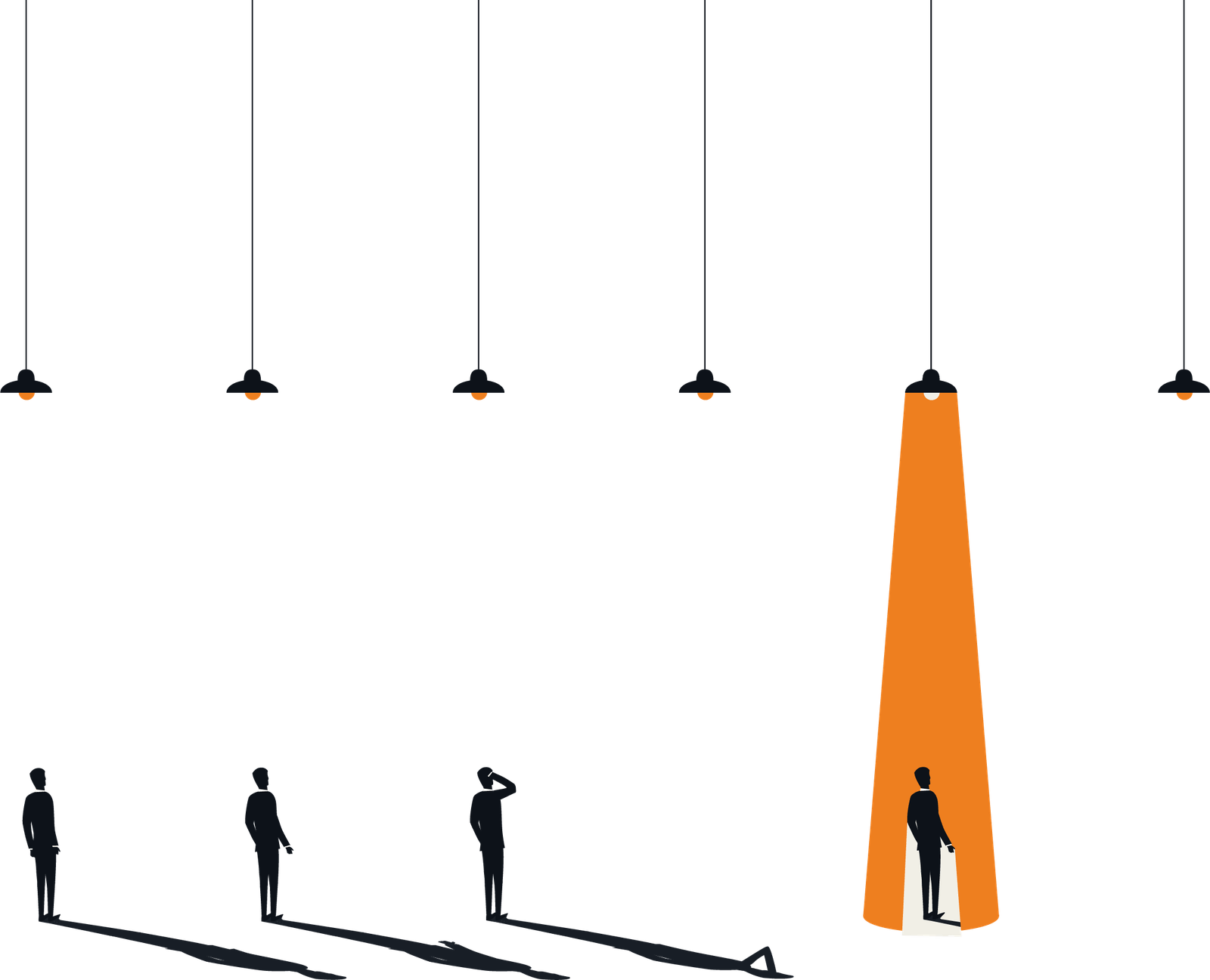 Investor standing under a spotlight representing early investment opportunities before market recognition